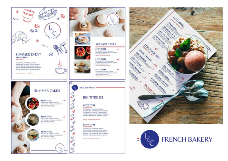 food menu & template for french bakery graphic design