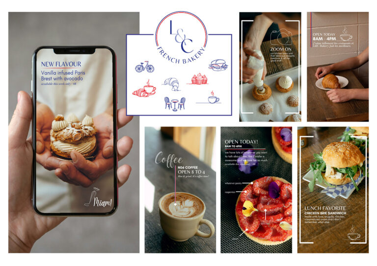 Instagram graphic design templates for a french bakery